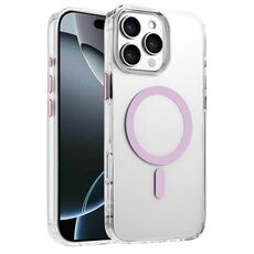 Per iPhone 16 Pro Custodia magnetica per telefono MagSafe in TPU ibrido PC ad alta trasparenza (rosa)