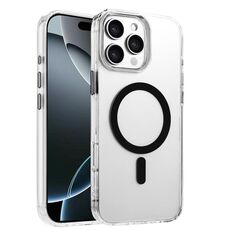 Per iPhone 16 Pro Custodia magnetica per telefono MagSafe in TPU ibrido PC ad alta trasparenza (nero)