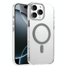 Per iPhone 16 Pro Custodia magnetica per telefono MagSafe in TPU ibrido PC ad alta trasparenza (grigio)