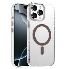 Per iPhone 16 Pro Custodia magnetica per telefono MagSafe in TPU ibrido PC ad alta trasparenza (oro deserto)