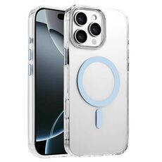 Per iPhone 16 Pro Custodia magnetica per telefono MagSafe in TPU ibrido PC ad alta trasparenza (blu cielo)