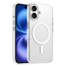Per iPhone 16 Custodia magnetica per telefono MagSafe in TPU ibrido PC ad alta trasparenza (bianco)