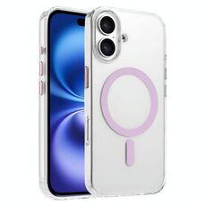 Per iPhone 16 Custodia magnetica per telefono MagSafe in TPU ibrido PC ad alta trasparenza (rosa)