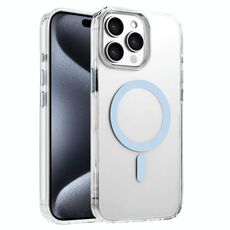 Per iPhone 15 Pro Max Custodia magnetica per telefono MagSafe in TPU ibrido PC ad alta trasparenza (blu cielo)