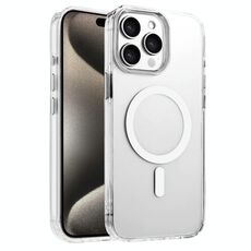 Per iPhone 15 Pro Custodia magnetica per telefono MagSafe in TPU ibrido PC ad alta trasparenza (bianco)