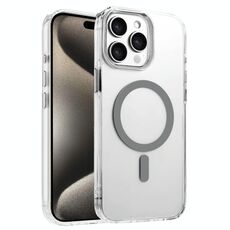 Per iPhone 15 Pro Custodia magnetica per telefono MagSafe in TPU ibrido PC ad alta trasparenza (grigio)