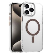 Per iPhone 15 Pro Custodia magnetica per telefono MagSafe in TPU ibrido PC ad alta trasparenza (oro deserto)