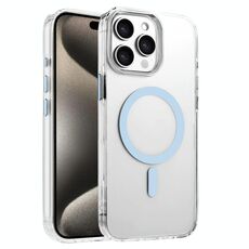 Per iPhone 15 Pro Custodia magnetica per telefono MagSafe in TPU ibrido PC ad alta trasparenza (blu cielo)