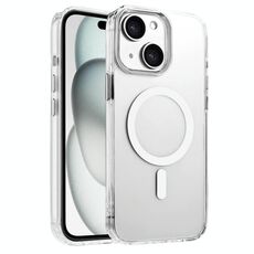 Per iPhone 15 Plus / 14 Plus Custodia magnetica per telefono MagSafe in TPU ibrido PC ad alta trasparenza (bianco)