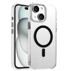 Per iPhone 15 Plus / 14 Plus Custodia magnetica per telefono MagSafe in TPU ibrido PC ad alta trasparenza (nero)