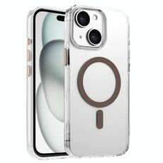 Per iPhone 15 Plus / 14 Plus Custodia magnetica per telefono MagSafe in TPU ibrido PC ad alta trasparenza (oro deserto)