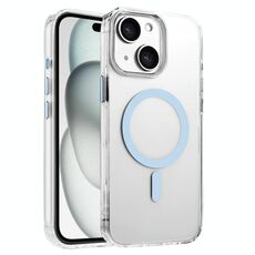 Per iPhone 15 Plus / 14 Plus Custodia magnetica per telefono MagSafe in TPU ibrido PC ad alta trasparenza (blu cielo)