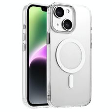 Per iPhone 14/13 Custodia magnetica per telefono MagSafe in TPU ibrido PC ad alta trasparenza (bianco)