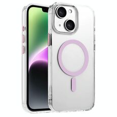 Per iPhone 14/13 Custodia magnetica per telefono MagSafe in TPU ibrido PC ad alta trasparenza (rosa)