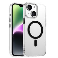Per iPhone 14/13 Custodia magnetica per telefono MagSafe in TPU ibrido PC ad alta trasparenza (nero)