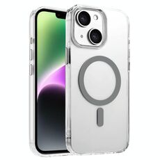 Per iPhone 14/13 Custodia magnetica per telefono MagSafe in TPU ibrido PC ad alta trasparenza (grigio)