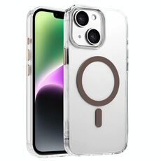 Per iPhone 14/13 Custodia magnetica per telefono MagSafe in TPU ibrido PC ad alta trasparenza (oro deserto)