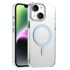 Per iPhone 14/13 Custodia magnetica per telefono MagSafe in TPU ibrido PC ad alta trasparenza (blu cielo)