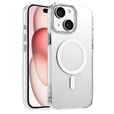 Per iPhone 15 Custodia magnetica per telefono MagSafe in TPU ibrido PC ad alta trasparenza (bianco)