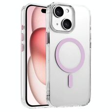 Per iPhone 15 Custodia magnetica per telefono MagSafe in TPU ibrido PC ad alta trasparenza (rosa)
