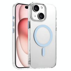 Per iPhone 15 Custodia magnetica per telefono MagSafe in TPU ibrido PC ad alta trasparenza (blu cielo)