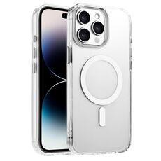 Per iPhone 14 Pro Custodia magnetica per telefono MagSafe in TPU ibrido PC ad alta trasparenza (bianco)