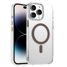 Per iPhone 14 Pro Custodia magnetica per telefono MagSafe in TPU ibrido PC ad alta trasparenza (oro deserto)