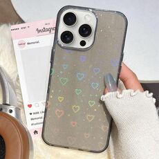 Per iPhone 15 Pro Max 3D Heart IMD Hybrid TPU Custodia per telefono (nero)