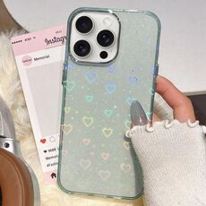 Per iPhone 15 Pro Max 3D Heart IMD Hybrid TPU Custodia per telefono (blu)