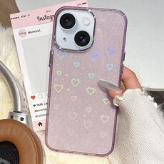 Per iPhone 15 Plus / 14 Plus Custodia per telefono in TPU ibrido IMD 3D Heart (viola)