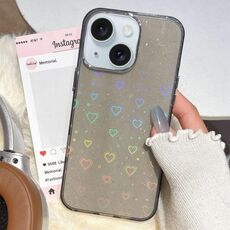 Per iPhone 15 Plus / 14 Plus Custodia per telefono in TPU ibrido IMD 3D Heart (nero)