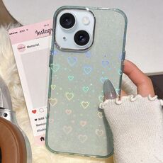 Per iPhone 15 Plus / 14 Plus Custodia per telefono in TPU ibrido IMD 3D Heart (blu)