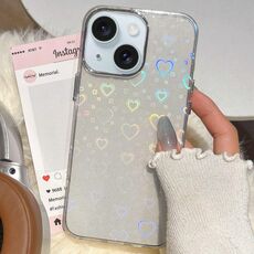 Per iPhone 15 Plus / 14 Plus Custodia per telefono in TPU ibrido IMD 3D Heart (bianco)