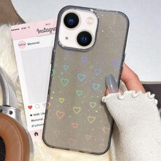 Per iPhone 14/13 Custodia per telefono in TPU ibrido IMD 3D Heart (nero)