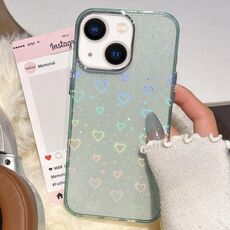 Per iPhone 14/13 Custodia per telefono in TPU ibrido IMD 3D Heart (blu)