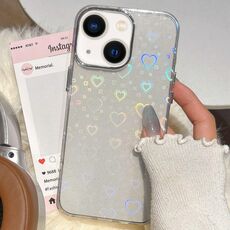 Per iPhone 14/13 Custodia per telefono in TPU ibrido IMD 3D Heart (bianco)
