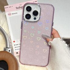 Per iPhone 14 Pro 3D Heart IMD Hybrid TPU Custodia per telefono (viola)