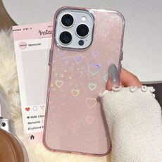 Per iPhone 14 Pro 3D Heart IMD Hybrid TPU Custodia per telefono (rosa)