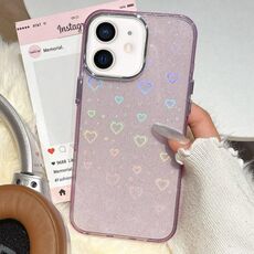 Per iPhone 12 / 12 Pro Custodia per telefono in TPU ibrido IMD 3D Heart (viola)