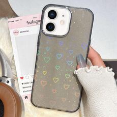 Per iPhone 12 / 12 Pro Custodia per telefono in TPU ibrido IMD 3D Heart (nero)