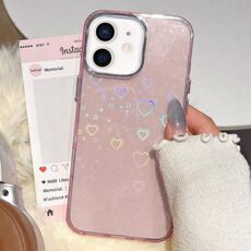 Per iPhone 12 / 12 Pro Custodia per telefono in TPU ibrido IMD 3D Heart (rosa)