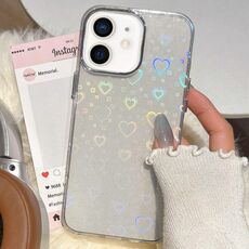 Per iPhone 12 / 12 Pro Custodia per telefono in TPU ibrido IMD 3D Heart (bianco)
