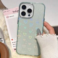 Per iPhone 12 Pro Max 3D Heart IMD Hybrid TPU Custodia per telefono (blu)