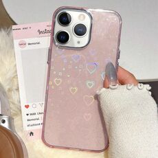 Per iPhone 11 Pro Max 3D Heart IMD Hybrid TPU Custodia per telefono (rosa)
