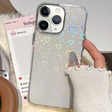 Per iPhone 11 Pro Max 3D Heart IMD Hybrid TPU Custodia per telefono (bianco)