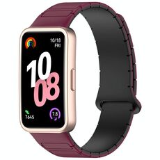 Per Huawei Watch Band 10/10 NFC I-Shaped Magnetico Silicone Watch Band (Vino Rosso Nero)
