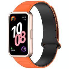 Per Huawei Watch Band 10/10 NFC Cinturino magnetico in silicone a forma di I (arancione nero)