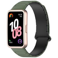 Per Huawei Watch Band 10/10 NFC Cinturino magnetico in silicone a forma di I (verde nero)
