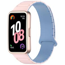 Per Huawei Watch Band 10/10 NFC Cinturino magnetico in silicone a forma di I (rosa blu)