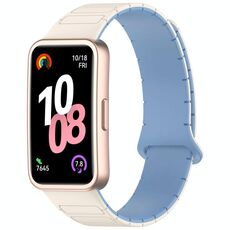 Per Huawei Watch Band 10/10 NFC Cinturino magnetico in silicone a forma di I (bianco blu)